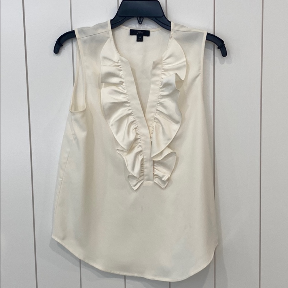 JCrew Cream Ruffle Blouse